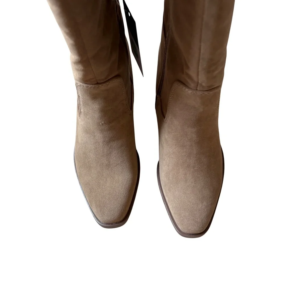 Universal Thread May Tan Faux Suede Tall Block Heel Boots‎ Size 8.NWT